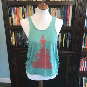 Buddha muscle tee with side cut outs - small